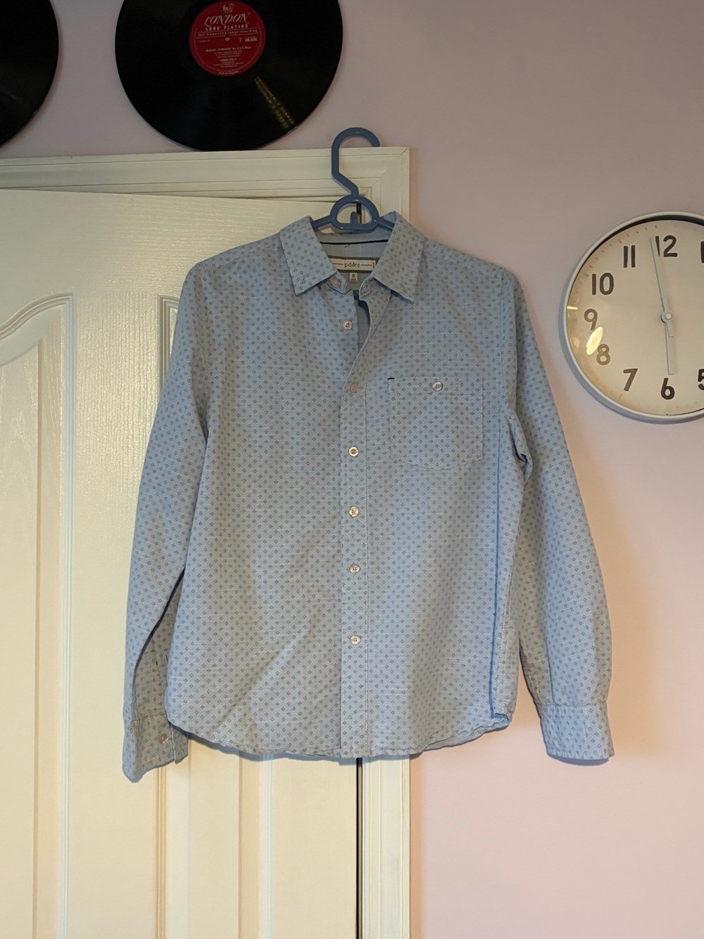 PD&C Light Blue Patterned Long-Sleeve Button-Down Shirt